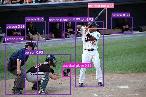 yolox-pylon-m detecting original COCO classes on a val2017 image